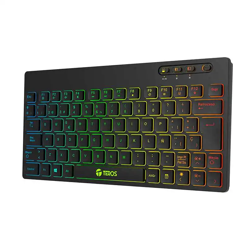 Producto Buscaditos: TECLADO INALAMBRICOTEROS TE-4066G, MULTIMEDIA, CON ILUMINACIÓN RGB BACKLIT